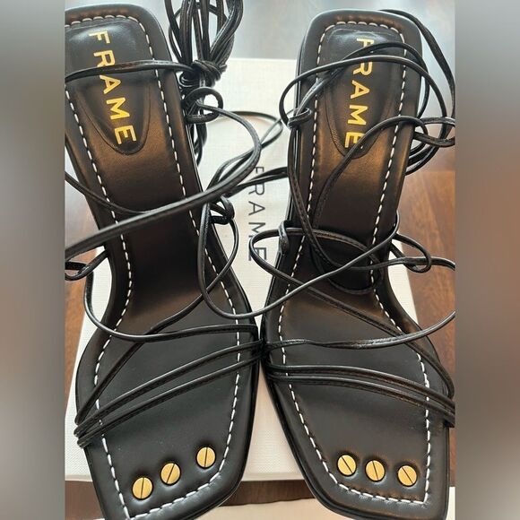 FRAME Le Doheny Heel Sandals Black - Picture 4 of 12